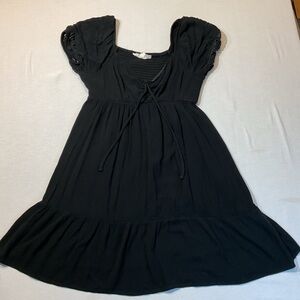 Pink Republic Black Dress Size Small Puff Sleeve Babydoll Short Bell Sleeve